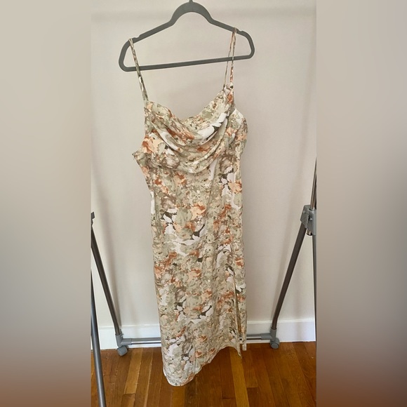 NWT Flower Print Slip Midi Dress Cowl Neck with Pleated Bust - Picture 6 of 6